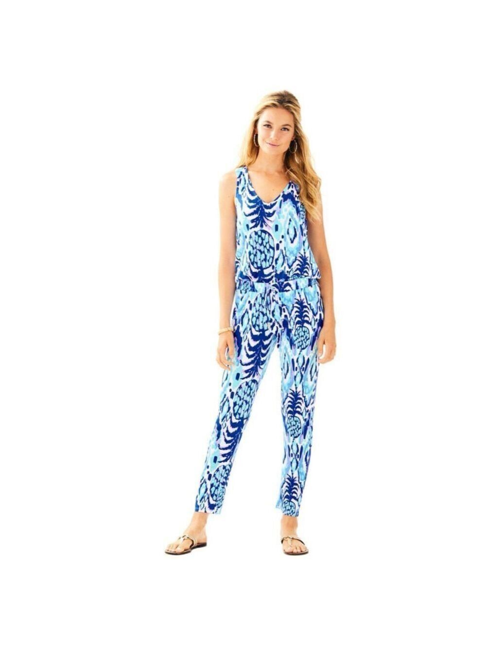Lilly Pulitzer Paulina Jumpsuit Blue/White Size XXS NWT
